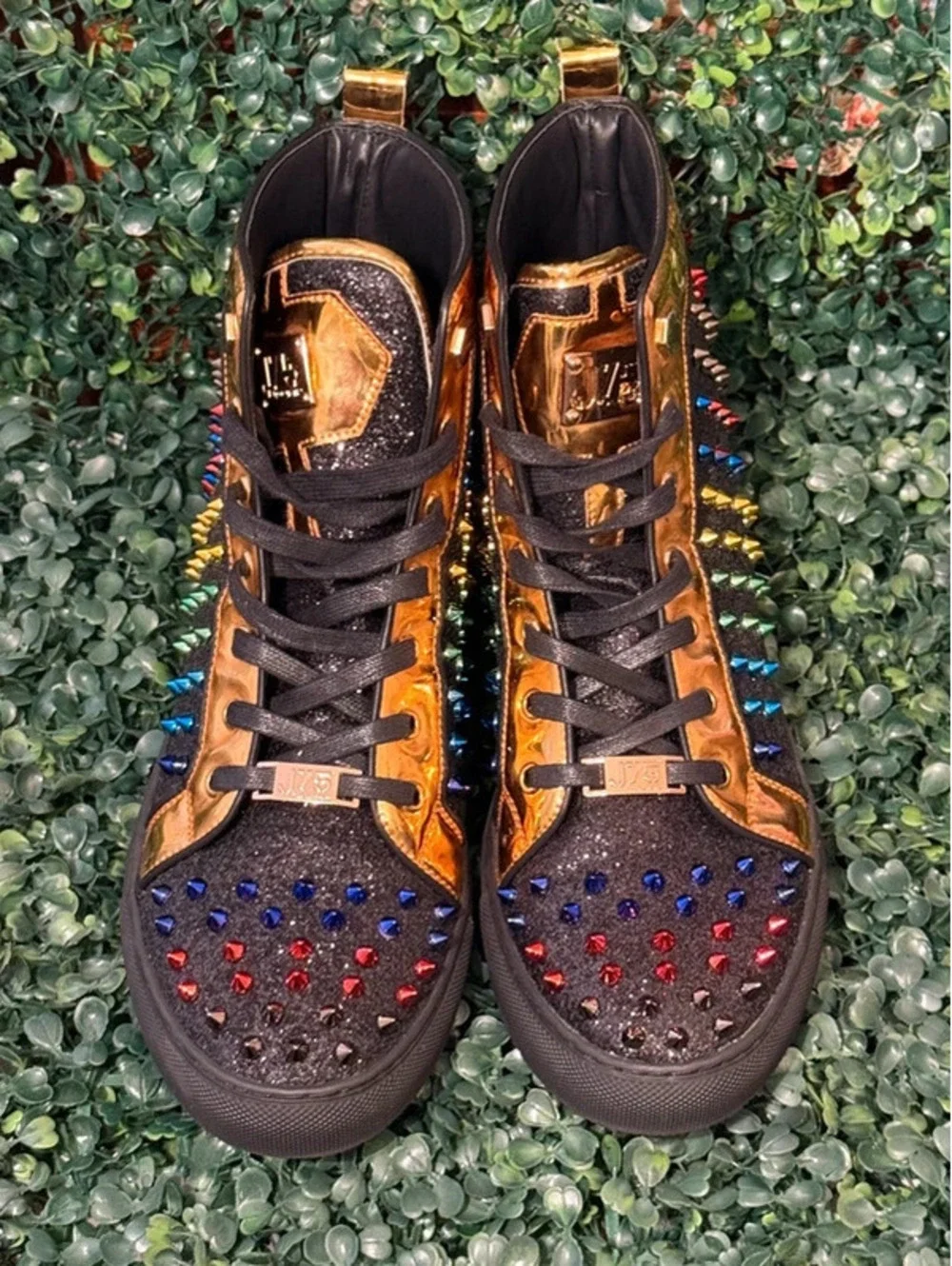 Jump J75 Regal High Top Spiked Sneaker Black Multi US Men size 11